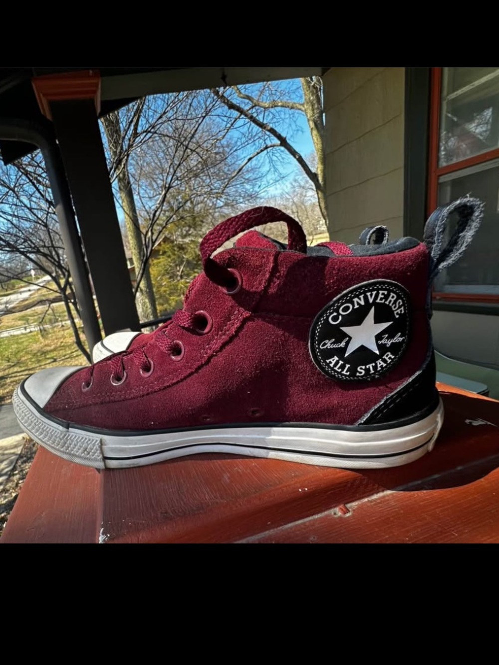 Converse All-Star Burgundy Suede With Black Leather Tennis Shoes Women’s 9 Men’s